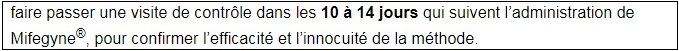 Mifegyne®, comprimés tableau 1