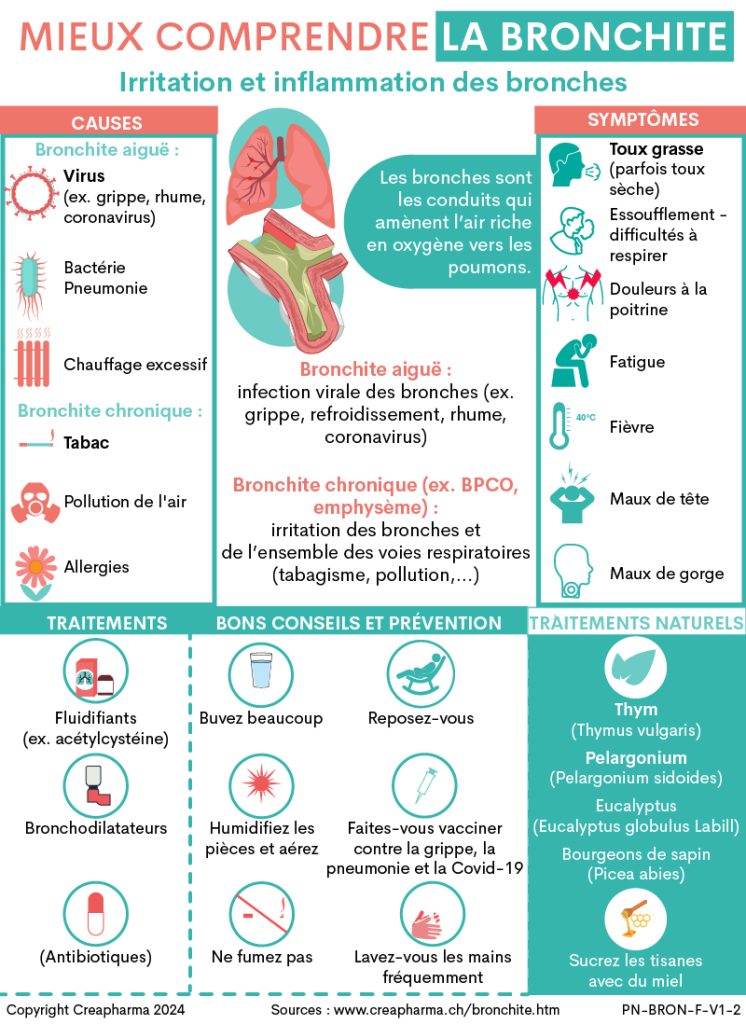 Bronchite : causes, symptômes & traitements | Creapharma